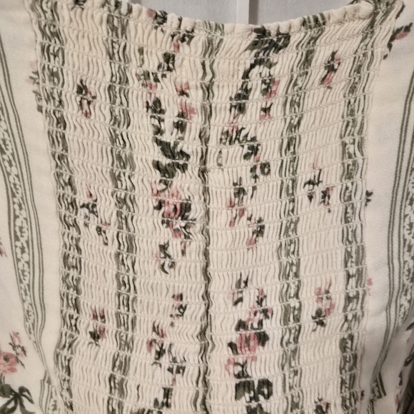 Reformation Floral Cream Green Blouse Top Sz 4 - Picture 12 of 12